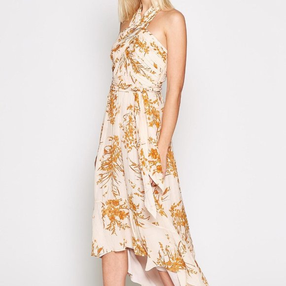 SOLD -JOIE ARNEY SILK FLORAL HALTER MIDI DRESS NWT - Picture 7 of 9